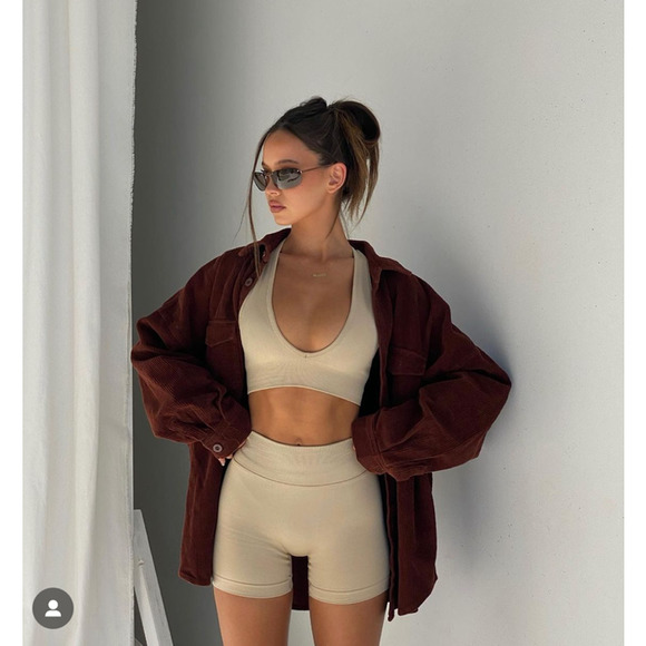 Crop Shop Boutique  Oat Tan Small Sports Bra - Picture 1 of 5